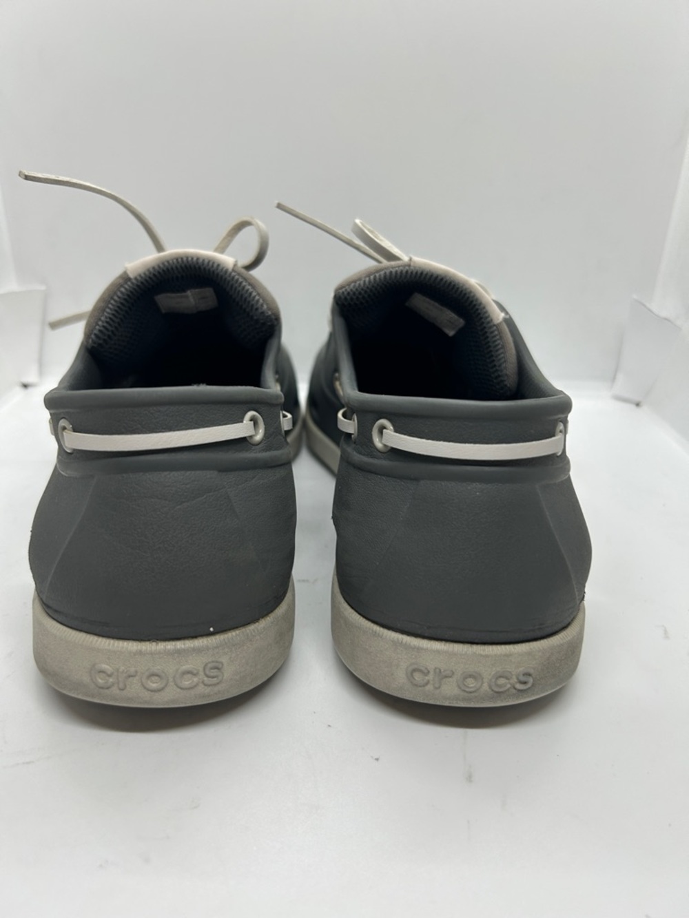 Crocs Classic Boat Shoe Mens Slate Grey White Nautical Deck Shoes Outdoor Sz 11 - Picture 3 of 9